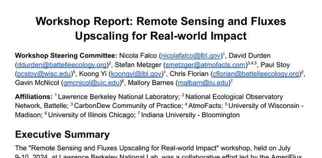 Workshop report: Remote sensing and fluxes upscaling for real-world impact