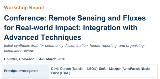 Workshop report: Remote sensing and fluxes for real-world impact: Integration with advanced techniques